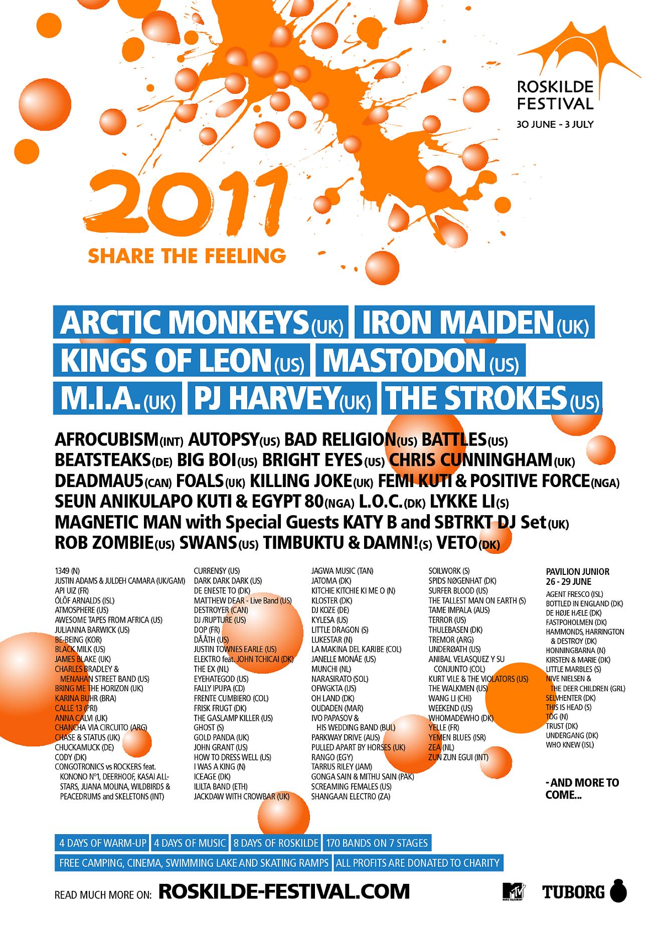 Halvtreds bekræfte Excel Roskilde Festival 2011 poster - Rockfreaks.net